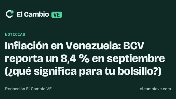 Inflación en Venezuela: BCV reporta un 8,4 % en septiembre (¿qué significa para tu bolsillo?) · El Cambio VE